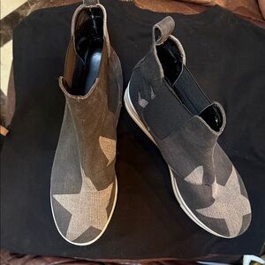 Stella McCartney Black and Silver Star Slip-On Sneakers